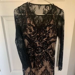 Express black cream lace dress
